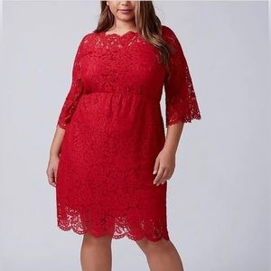 Lane Bryant Red Lace Midi Dress